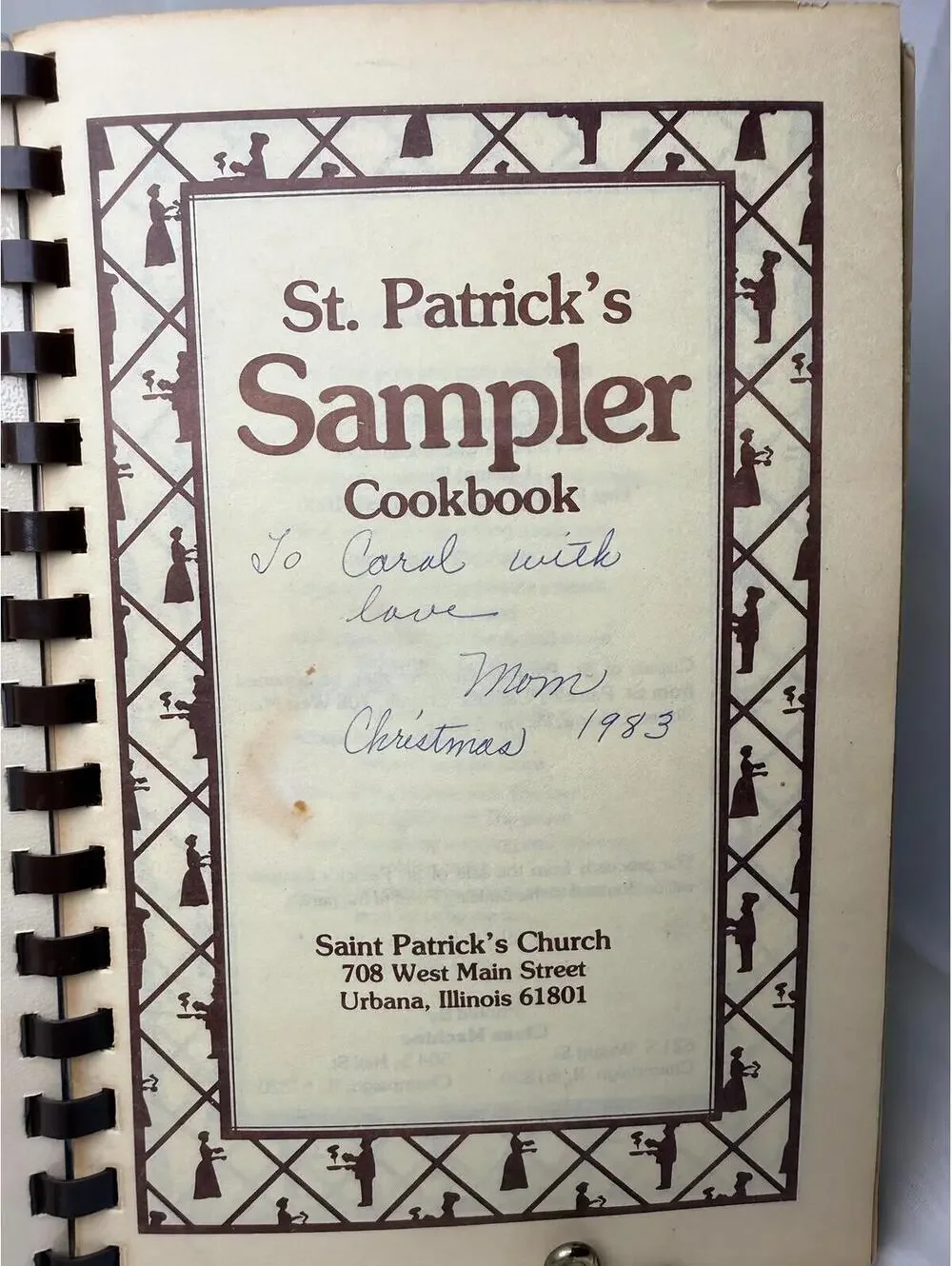 1983 St. Patrick’s Sampler Cookbook Urbana IL Church Community Recipes Spiral